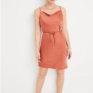 NWT Maurices Copper Drape Neck Mini Dress Waist Tie Spaghetti Women's Size Large